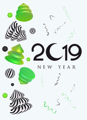 Digital christmas trees and deco objects. Vector illustration