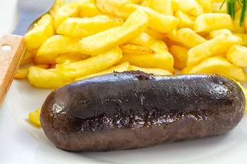 black pudding and french fries