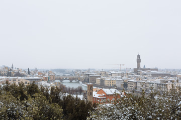 Obraz premium Florence in the winter with snow, Italy