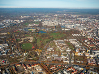 Fototapeta na wymiar Helicopter great view flight around Munich