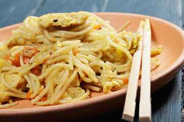 Chinese noodles closeup