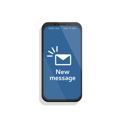 Message icon 3d. Reminder on screen smartphone. New email notification. Sms message concept in flat style. Isolated vector illustration.