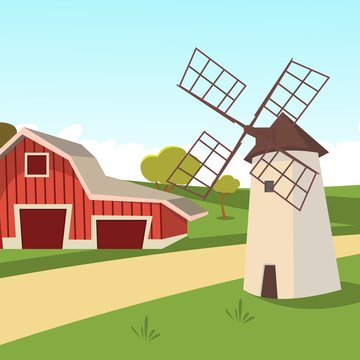 Vector concept image farming rural landscape