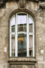 Fototapeta na wymiar Window with white frame.