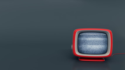 Red tv receiver on dark background 3d illustration