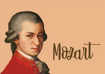 Deurstickers Great composers - portrait of Wolfgang Amadeus Mozart with vector signature © little_rat