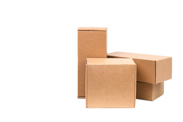 Cardboard boxes for goods on a white background. Different size. Isolated on white background.