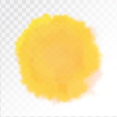 Yellow watercolor sun, isolated on transparent background. Vector Illustration.