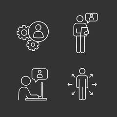 Business management chalk icons set