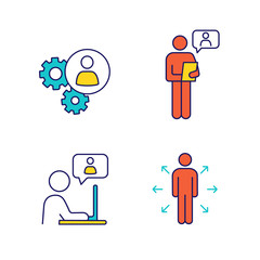 Business management color icons set