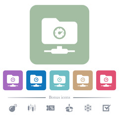 Fast FTP flat icons on color rounded square backgrounds