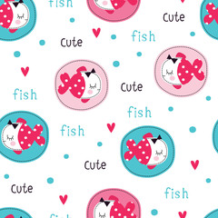Funny fish seamless pattern