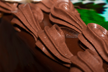 chocolate mousse decor on birthday cake