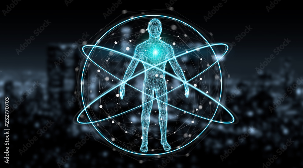 Aufkleber Digital x-ray human body scan background interface 3D rendering