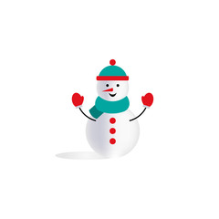 Vector illustration. Snowman isolated on white background.
