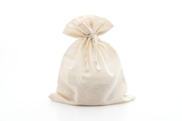 white fabric bag on white background