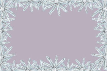 Christmas background with snow-covered Thistle spruce on canvas with a place for an inscription Stylish color correction