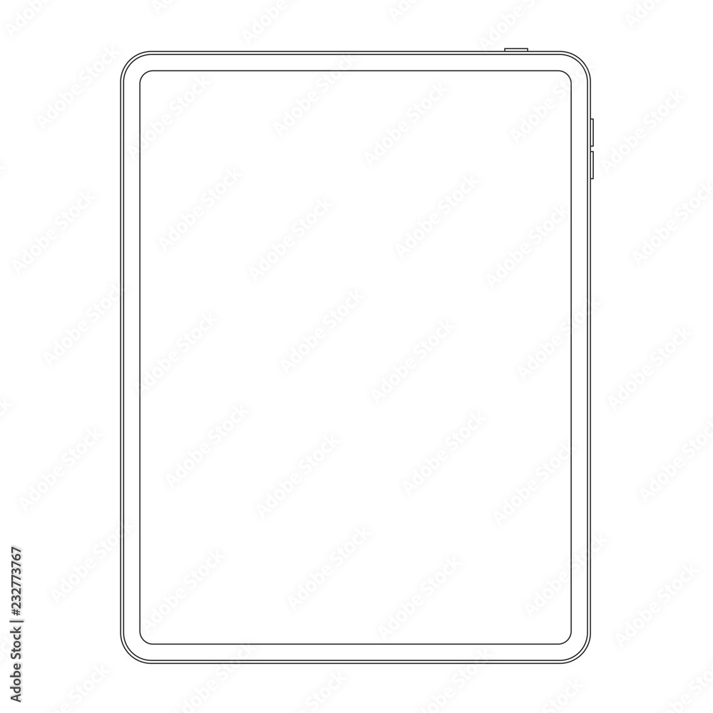 Aufkleber Outline line style of new version vector tablet computer isolated.