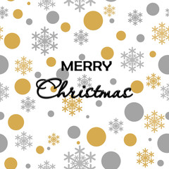 Seamless pattern gold gray Snow Falling on white Background with Merry Christmass. Golden Gray Snowflakes. Background for your Christmas and New Year Design of Banners, Cards, Posters, Wallpaper