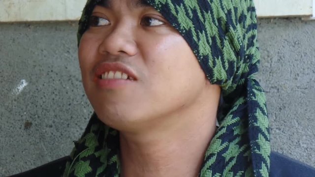 man chewing betel nut. close up