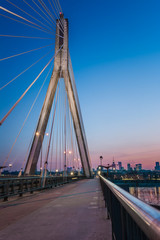 swietokrzyski bridge in warsaw sunset