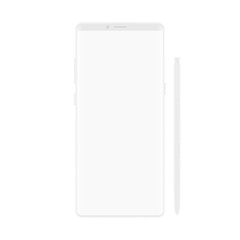 High quality new version of soft clean white elegant note smartphone with blank white screen. Realistic vector mockup tablet pad for visual ui app demonstration.