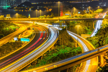 Fototapeta na wymiar Traffic befor the Tsing ma bridge in Hong kong.