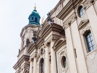 Obraz premium Fragment of St. Nicholas Church located on the old town square. Prague, Czech Republic