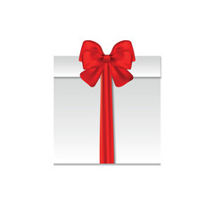 Decorative white gift boxes isolated on white background.