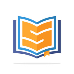 initials logo icon with the concept of an open book with detail initials letter S