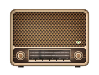 Vintage radio receiver on empty background 3d illustration
