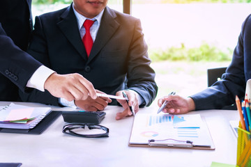 Startup project business team with people co-working for analyzing financial data investment in office.Teamwork successful meeting workplace strategy concept.