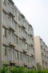 Student apartment building exterior in a school, China