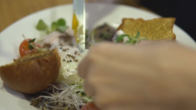 Breakfast with poached eggs