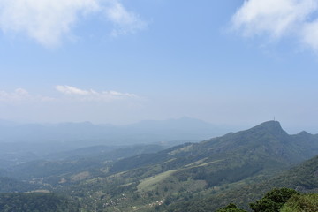 Fototapeta na wymiar Panorama with Mountains and blue sky