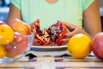 Ripe pomegranate for diet and vitamin C