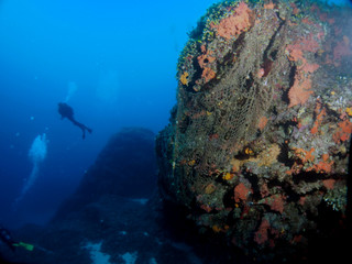 Fototapeta na wymiar Scuba Diving Malta - Lantern point, Comino