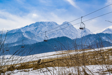 ski lift in the mountains