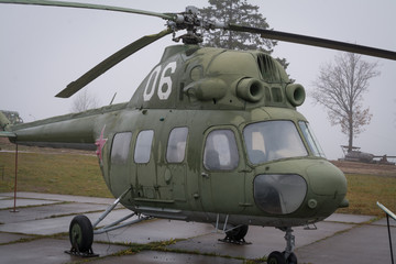 Old Russian military helicopter MI-2, history memory