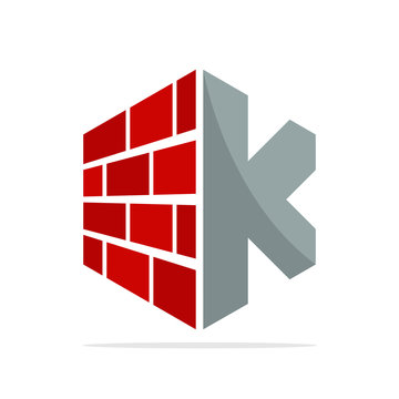 the initial logo icon for the construction business with the concept of a combination of red brick and letter K