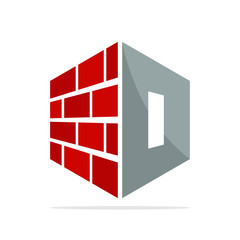 the initial logo icon for the construction business with the concept of a combination of red brick and letter O