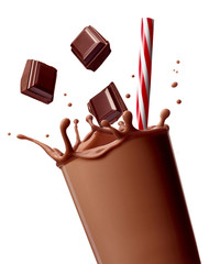 chocolate milk drink splash glass straw