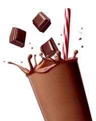 chocolate milk drink splash glass straw