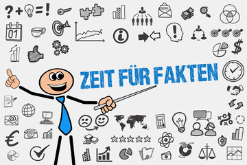 Zeit für Fakten / Mann mit Symbole