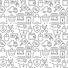 Shopping and e-commerce vector seamless pattern