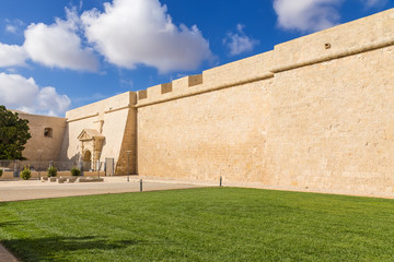 Fototapeta na wymiar Mdina, Malta. Fortress wall and gate
