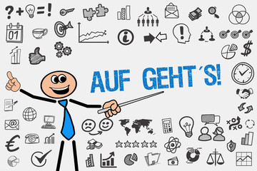 Auf geht´s! / Mann mit Symbole