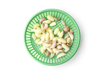 Fresh organic garlic cloves isolated on white background