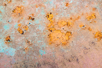 Metal texture with blue paint and rust