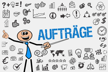 Aufträge / Mann mit Symbole